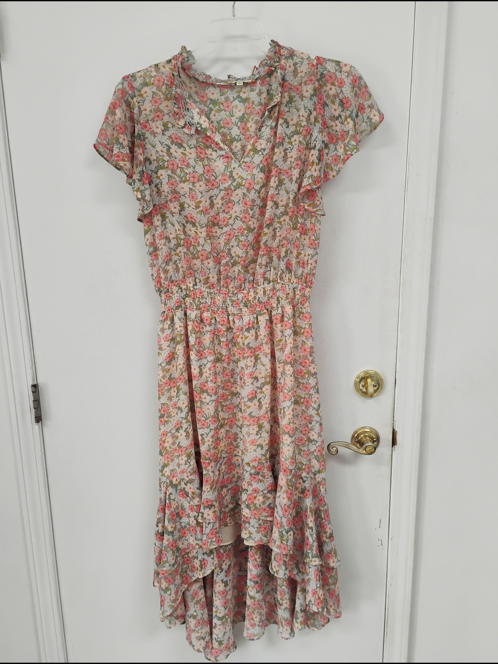 :Kori America Floral High-Low Ruffle Dress Size M